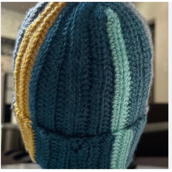 Knitted Hat Multi colored Handmade Crocheted Hat - Picture 4 of 9
